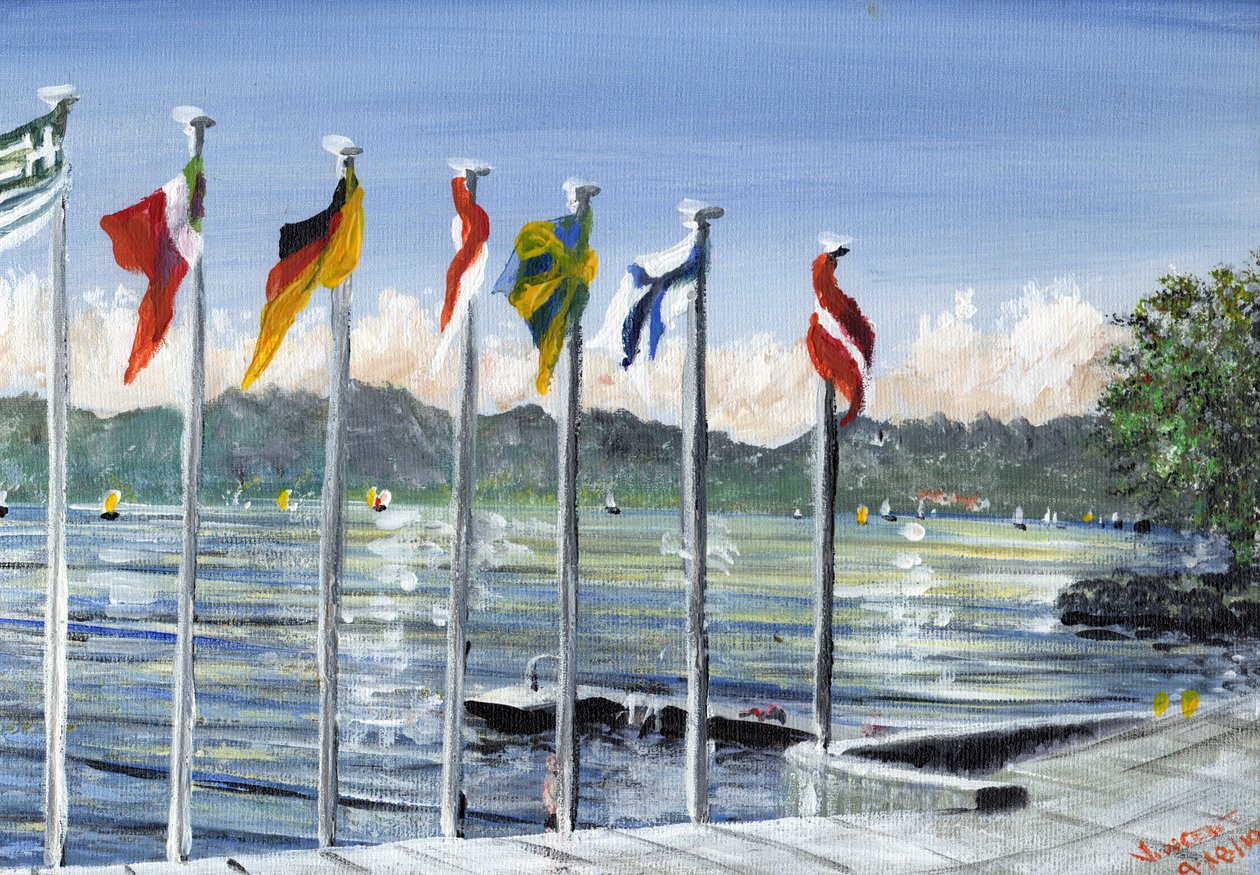 Banderas en el Lago Lemán, 2010 de Vincent Alexander Booth