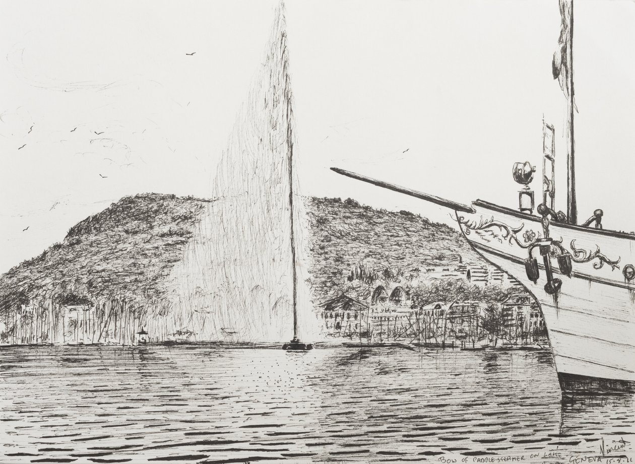 Fuente de Ginebra y proa de crucero de placer, 2011 de Vincent Alexander Booth