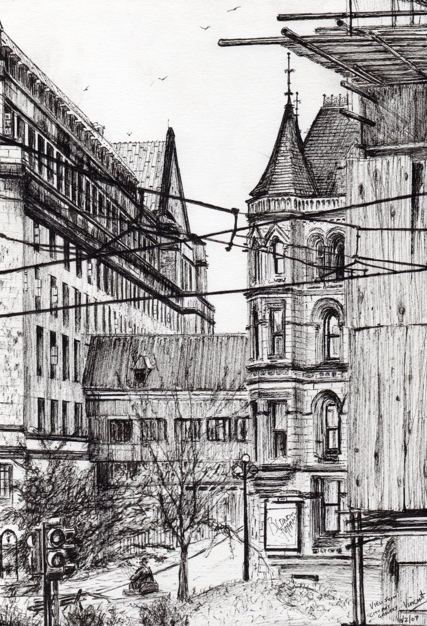Ayuntamiento de Manchester desde la Galería de Arte de la Ciudad, 2007 de Vincent Alexander Booth