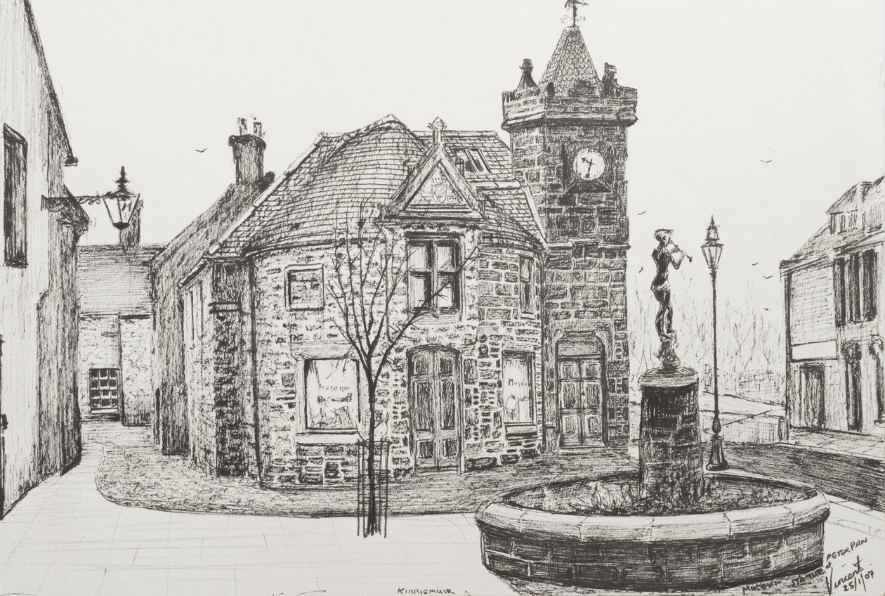 Estatua de Peter Pan, Kirriemuir, Escocia, 2007, (Tinta sobre Papel) de Vincent Alexander Booth