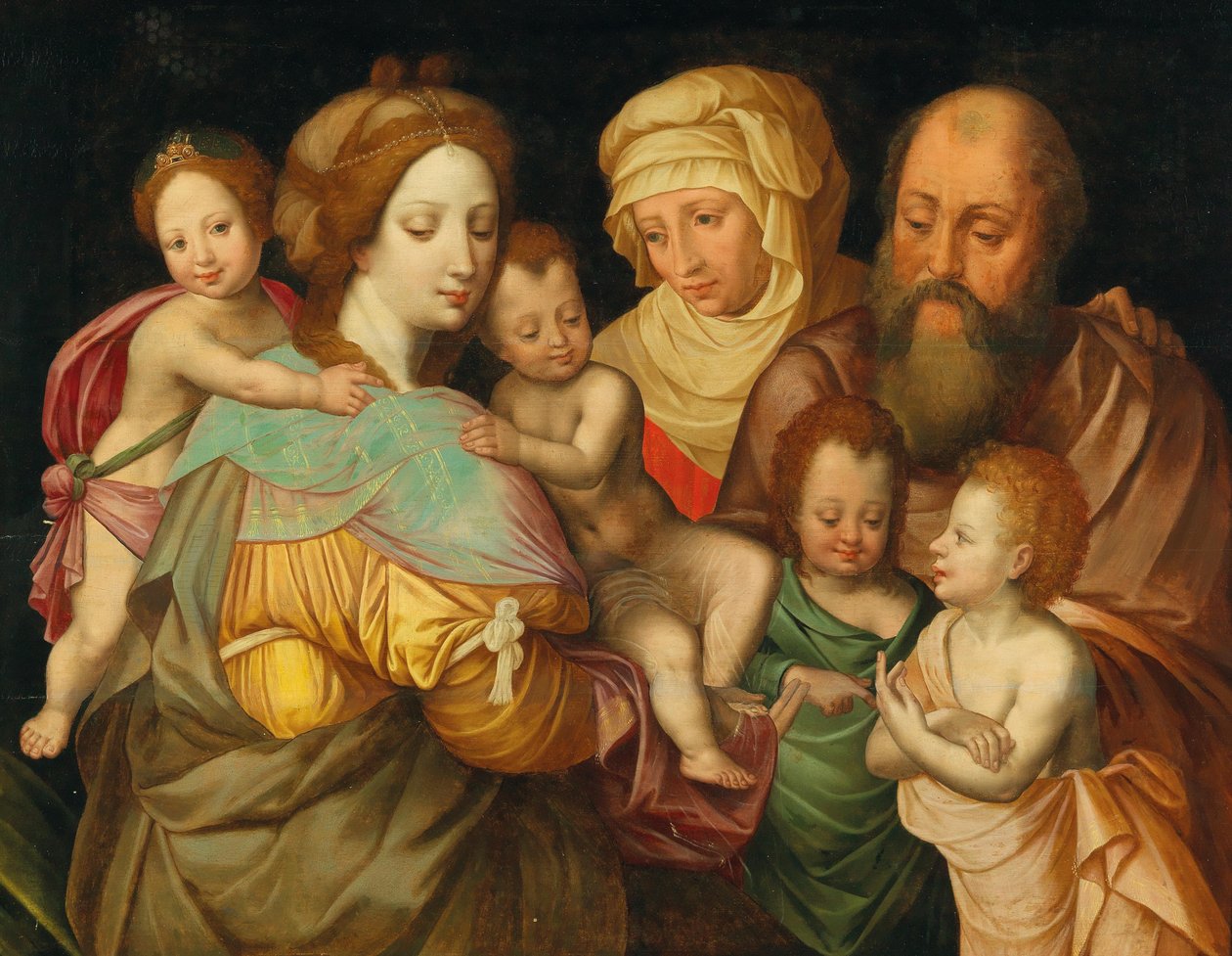La Sagrada Parentela, Ana y Joaquín con María Cleofás y sus cuatro hijos de Vincent Sellaer