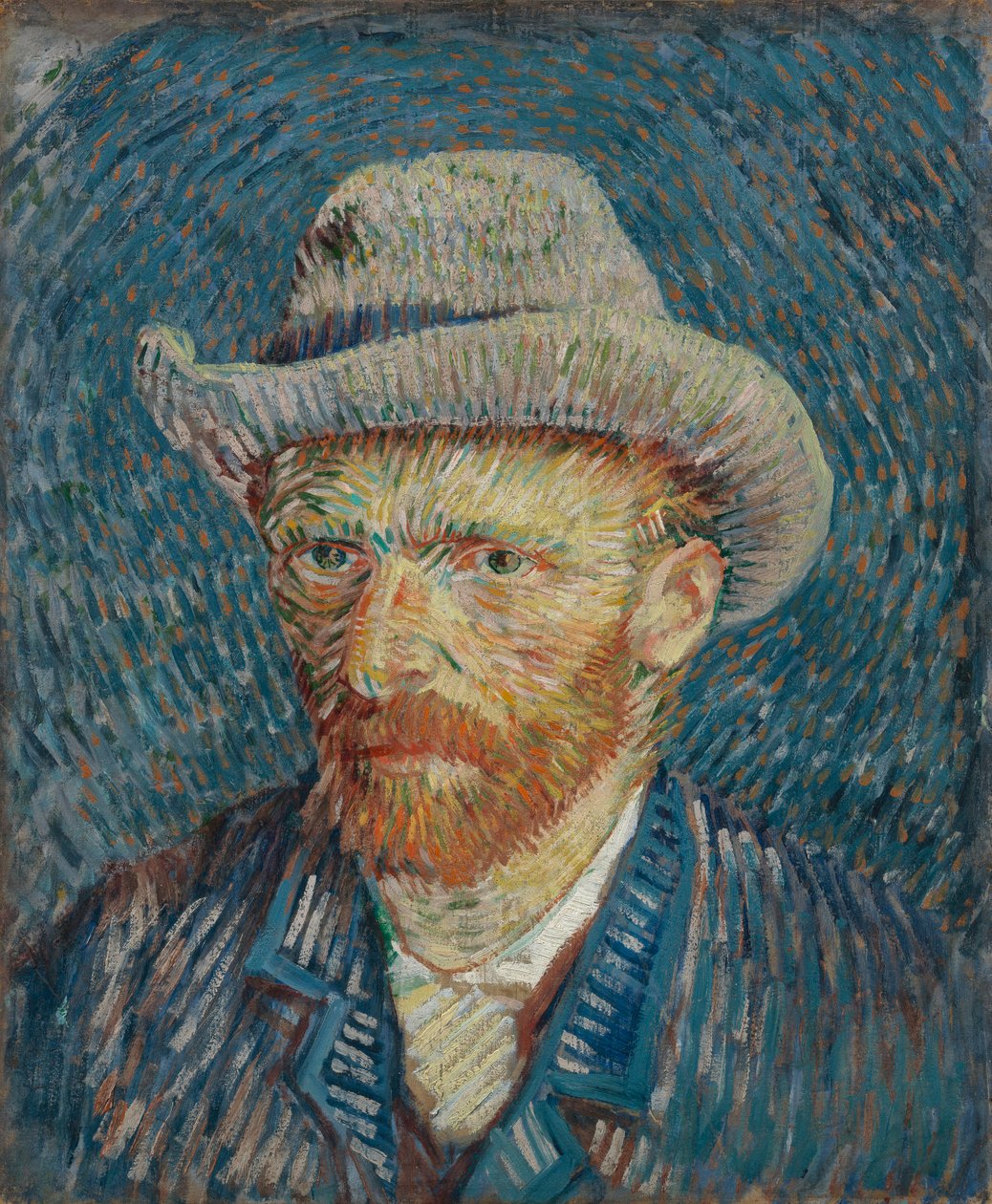Autorretrato con sombrero de fieltro gris de Vincent van Gogh