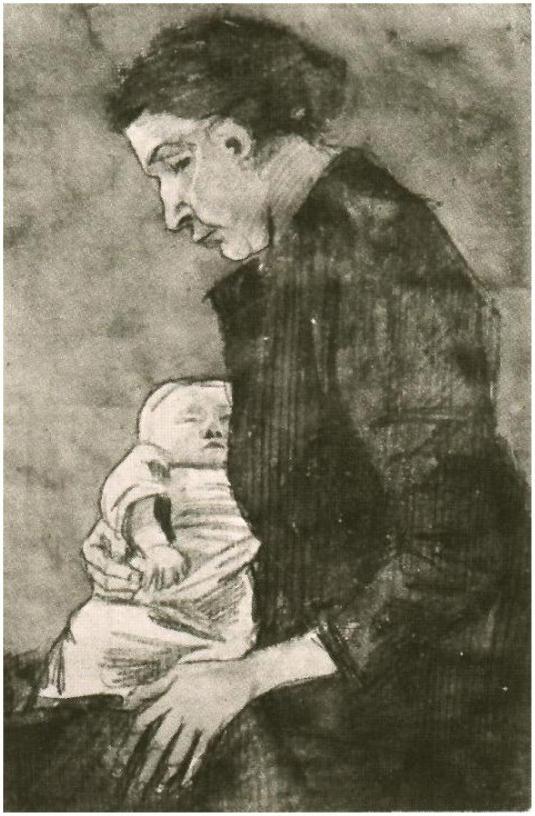 Sien amamantando al bebé de Vincent van Gogh