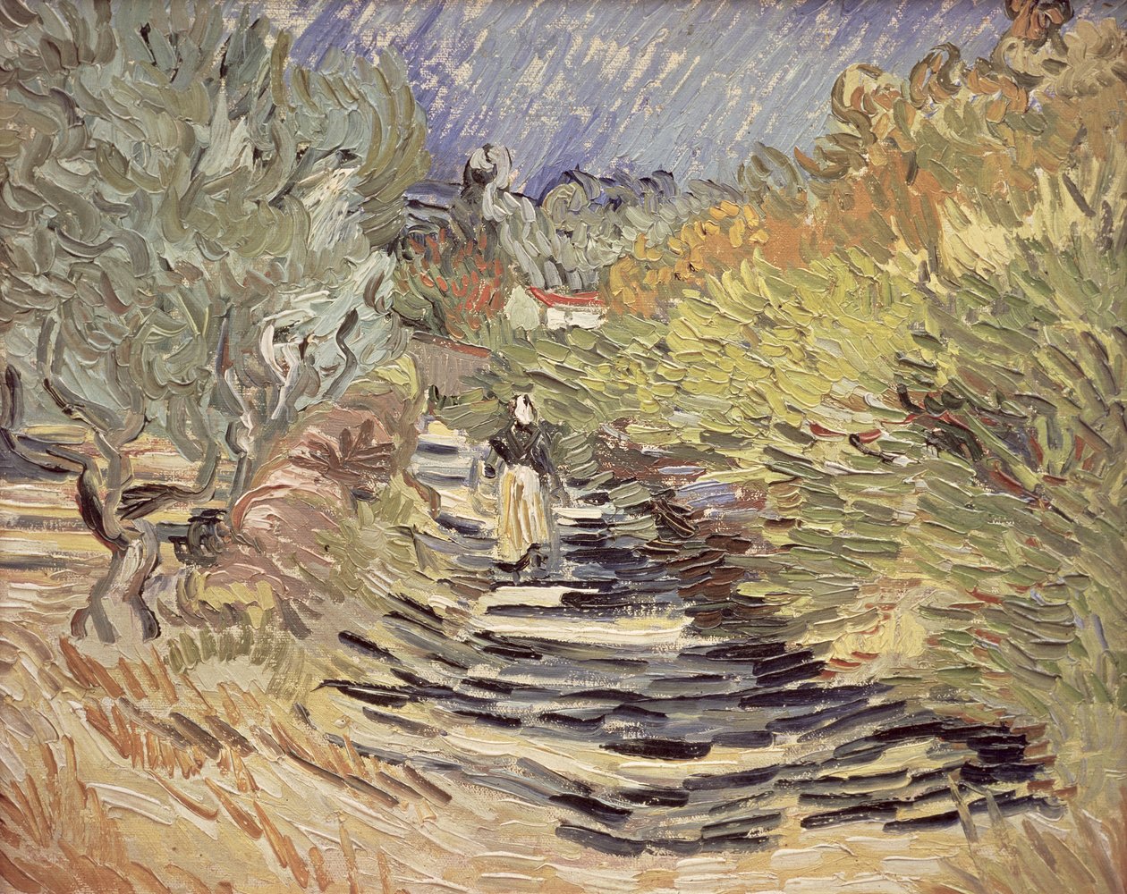 Un camino en St. Remy con figuras femeninas, 1889 de Vincent van Gogh
