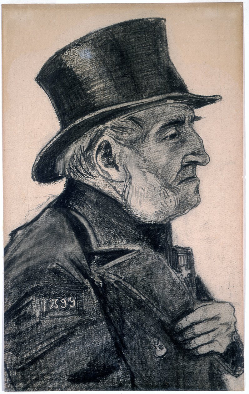 Un hombre de asilo con sombrero de copa, 1882 de Vincent van Gogh