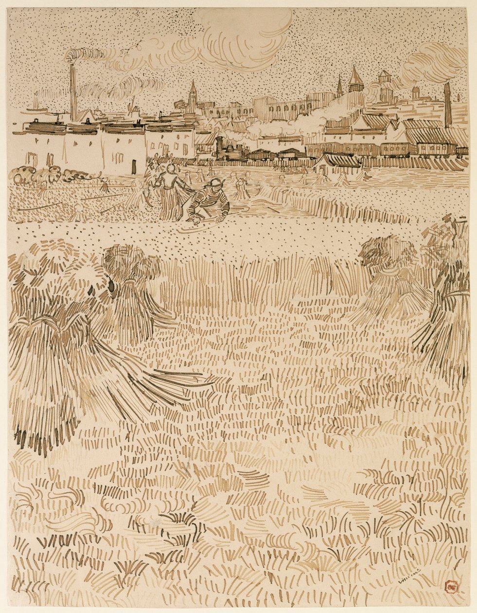 Arles. Vista desde los campos de trigo de Vincent van Gogh