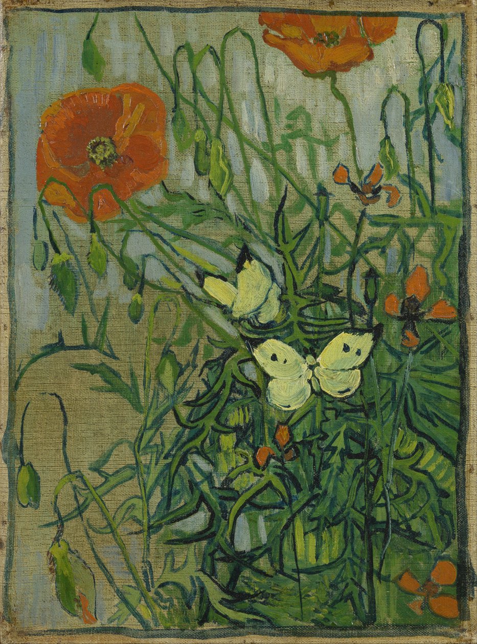 Mariposas y amapolas de Vincent van Gogh