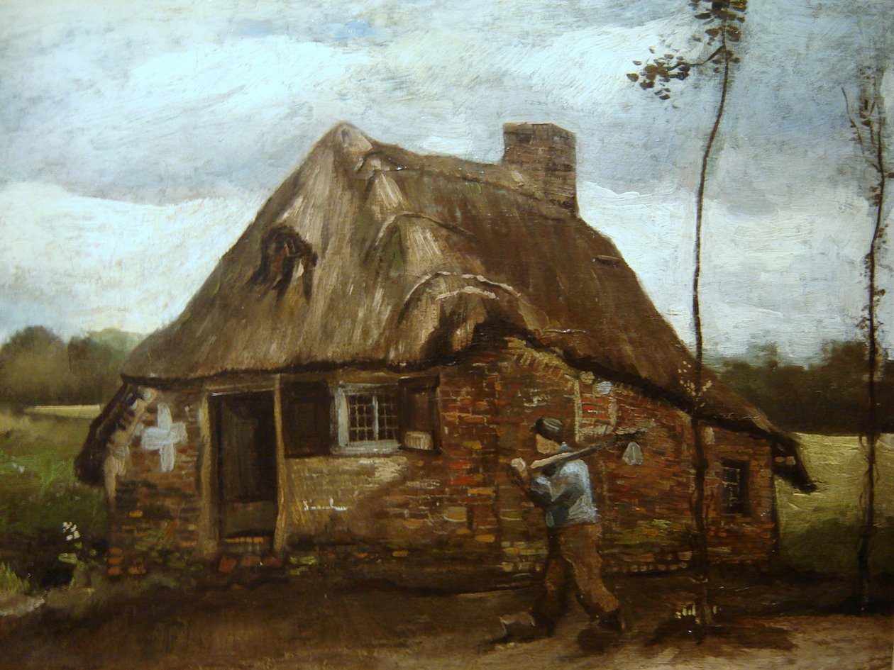 Cabaña con campesino regresando a casa de Vincent van Gogh