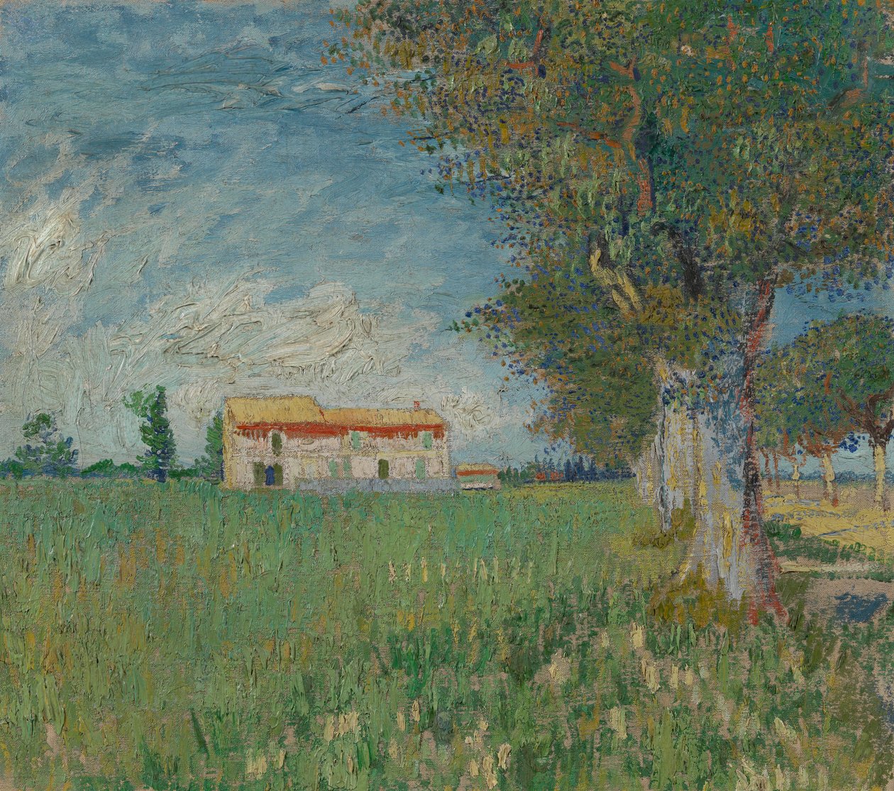 Casa de campo en un campo de trigo de Vincent van Gogh