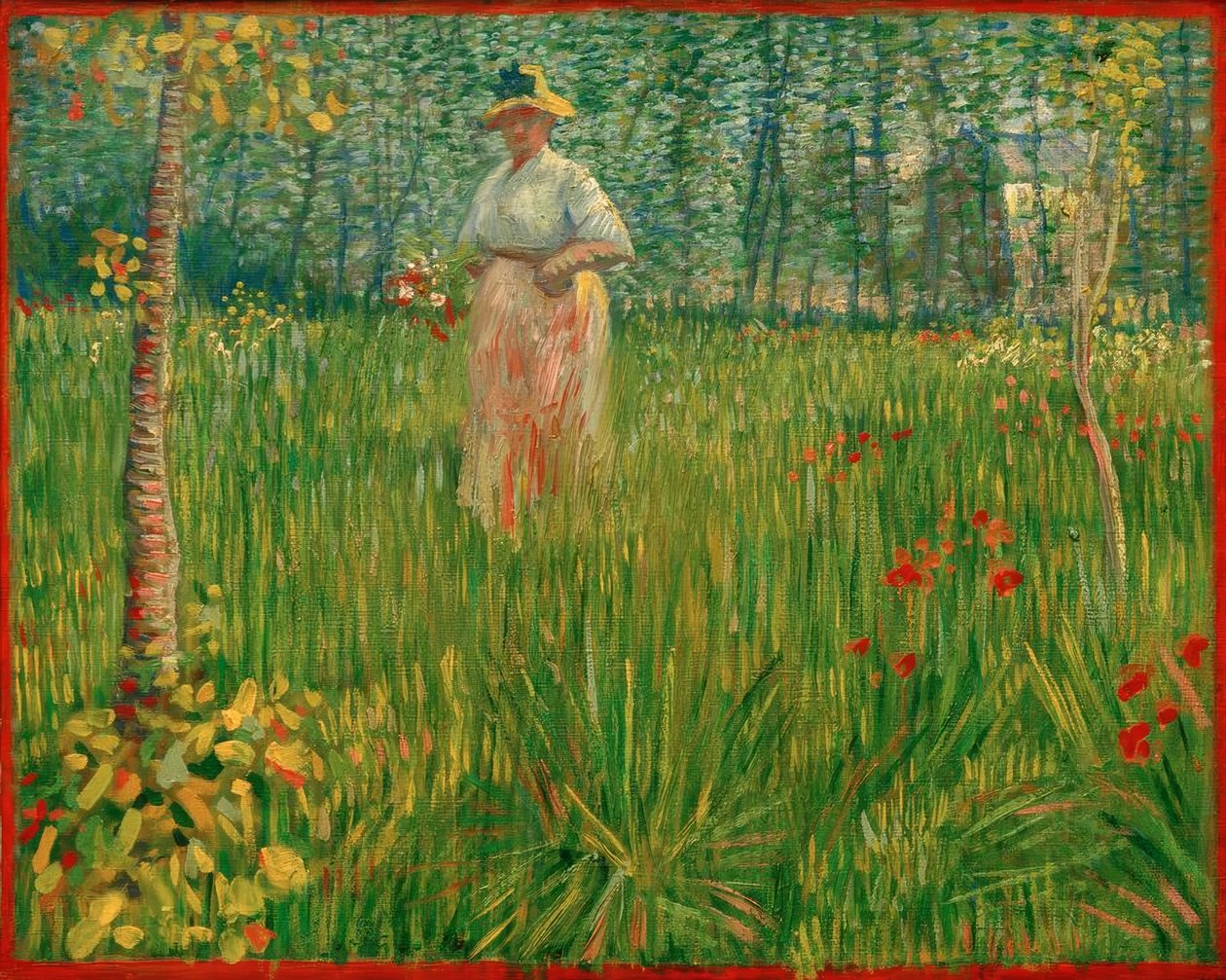 Mujer en un jardín de Vincent van Gogh