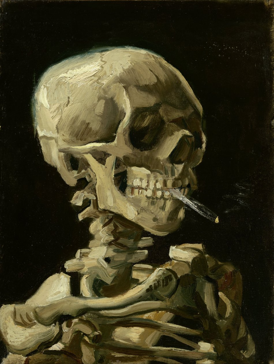 Cabeza de un esqueleto con un cigarrillo encendido de Vincent van Gogh