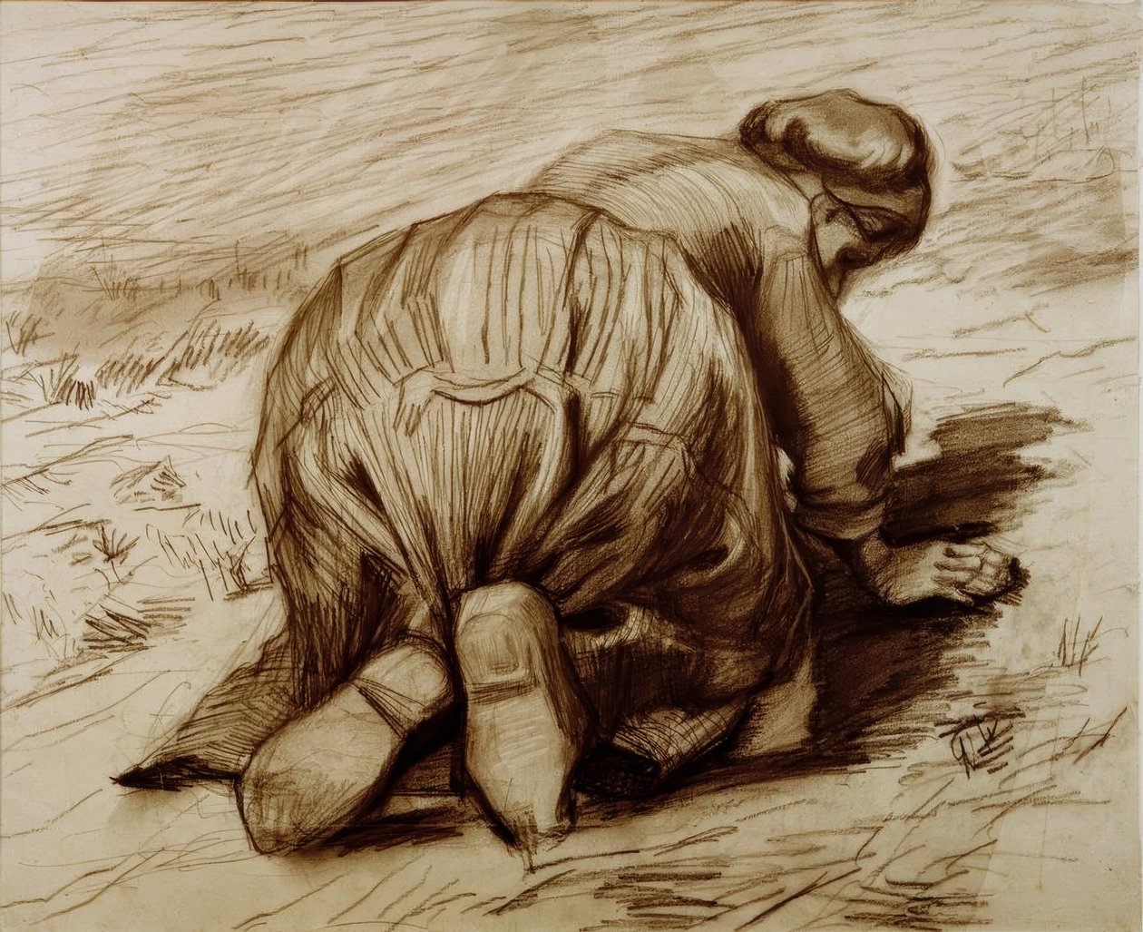 Campesina arrodillada de Vincent van Gogh