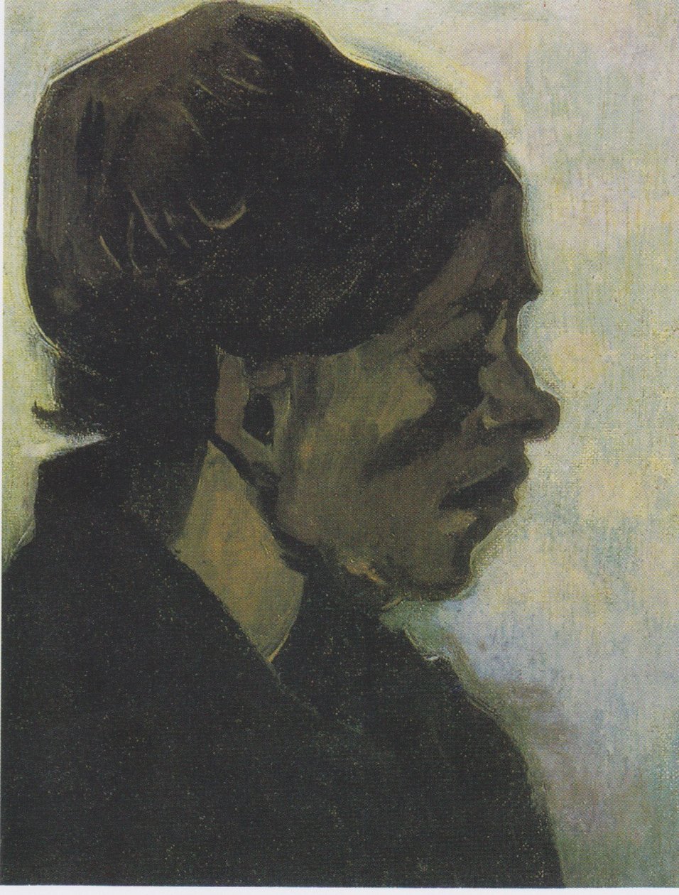 Cabeza de una campesina de Brabante con cofia oscura de Vincent van Gogh