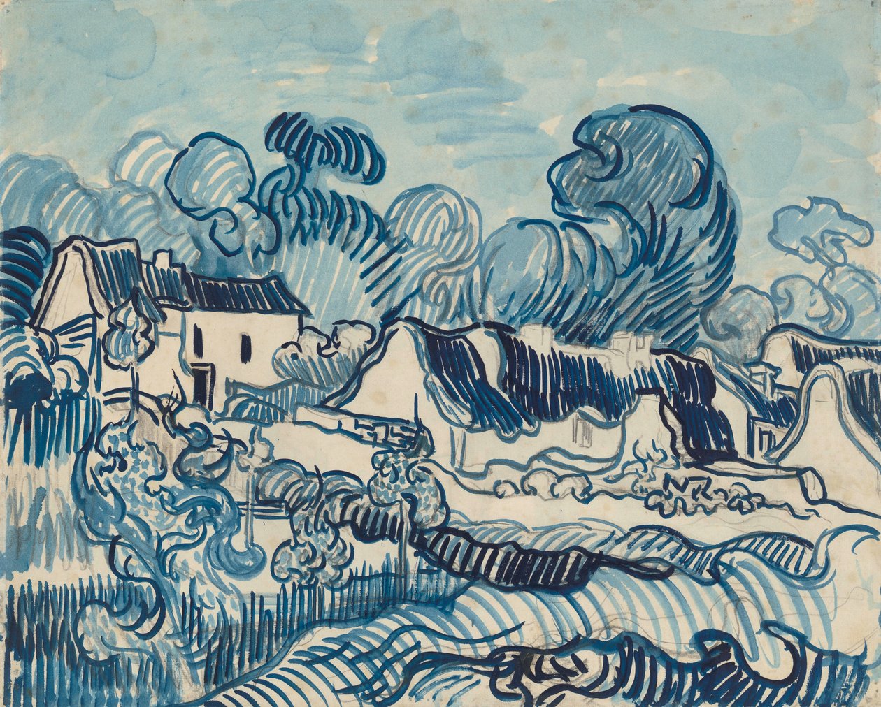 Paisaje con casas de Vincent van Gogh