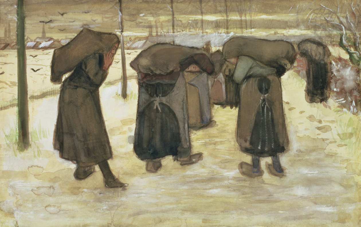 Esposas de mineros cargando sacos de carbón, 1882 de Vincent van Gogh