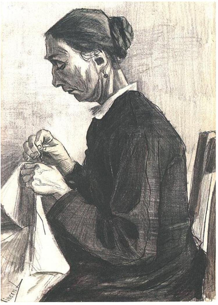 Anciana cosiendo de Vincent van Gogh