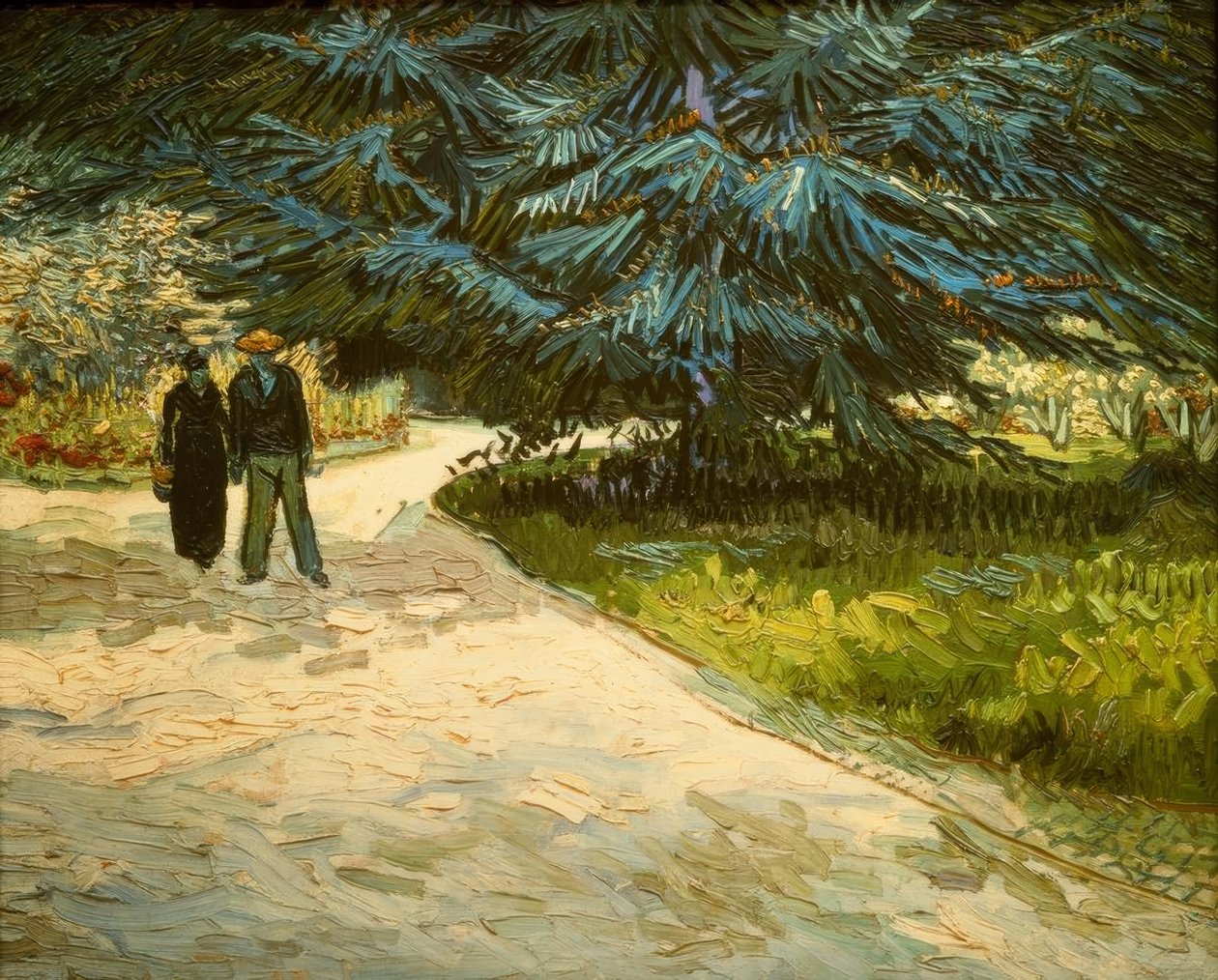 Pareja en el parque de Arles: El jardín del poeta III de Vincent van Gogh