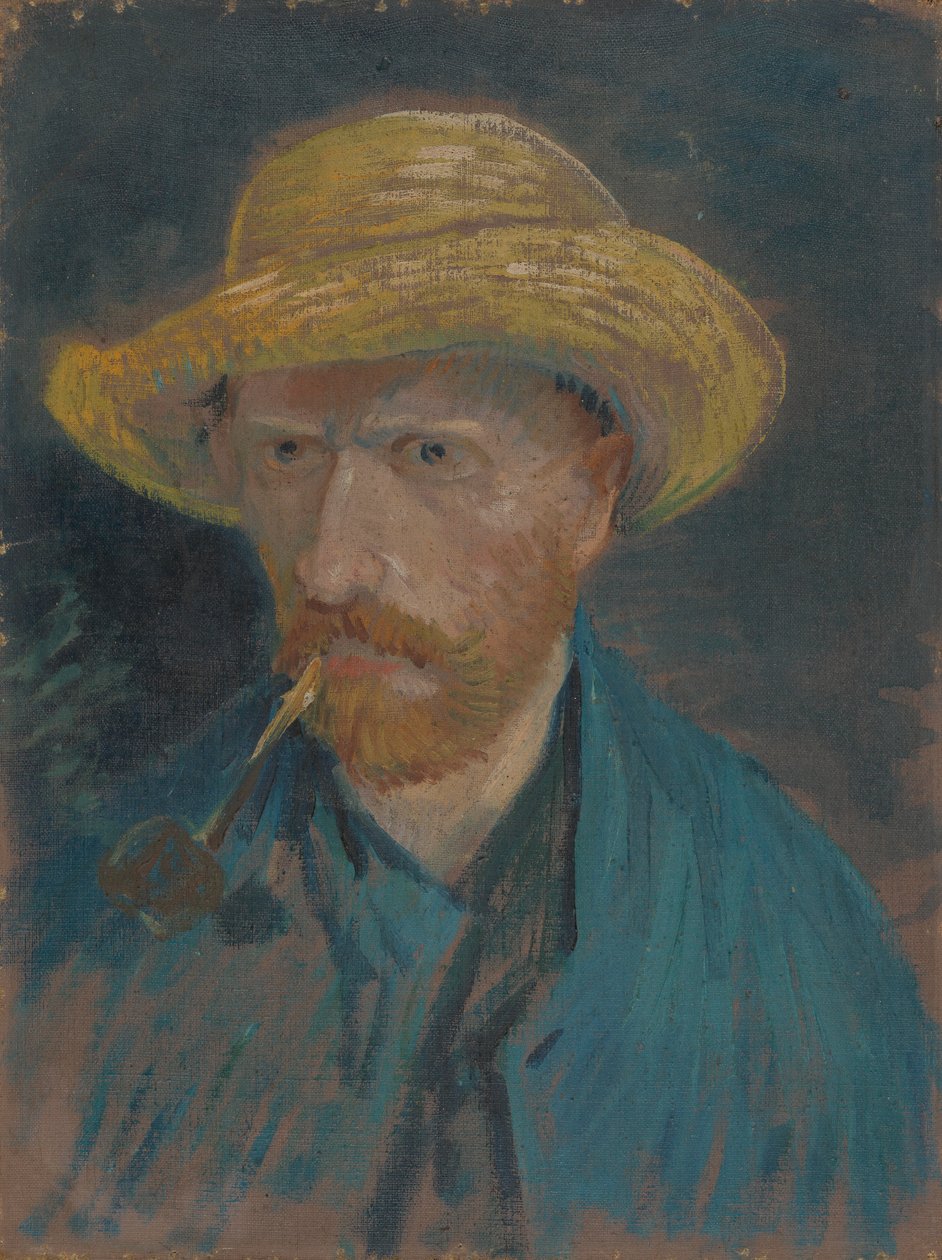 Autorretrato con sombrero de paja y pipa de Vincent van Gogh