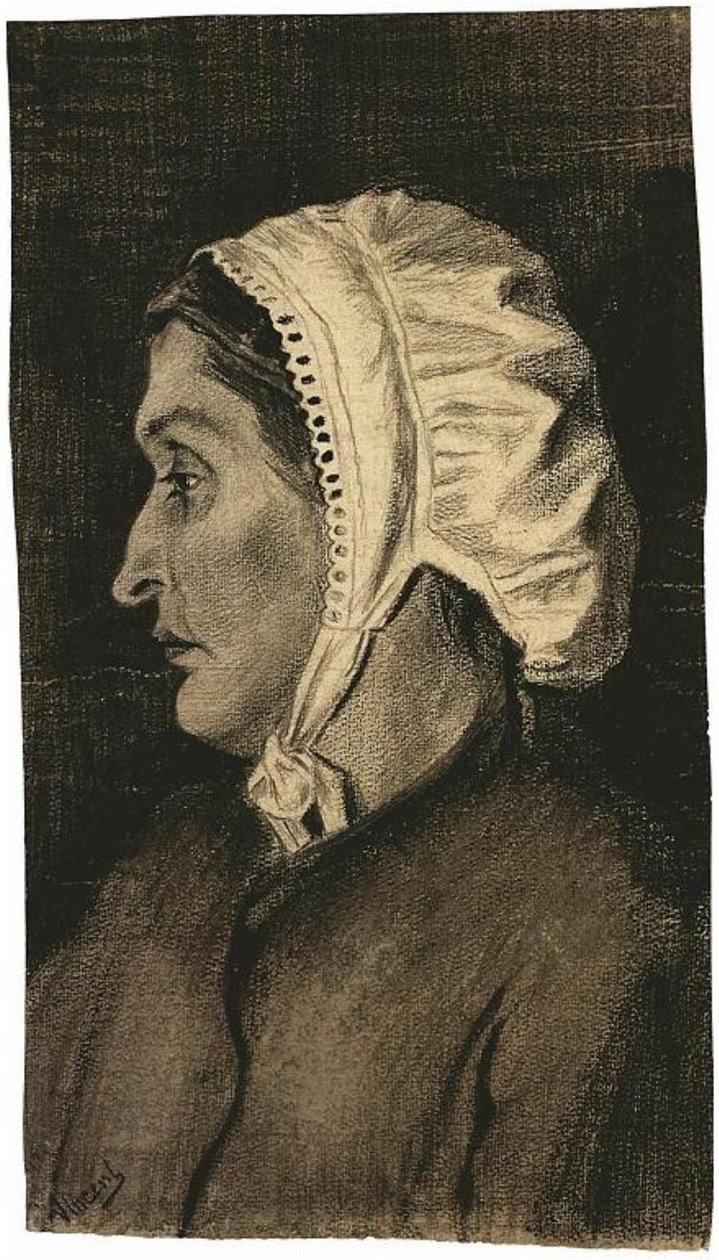 Sien con un gorro blanco de Vincent van Gogh