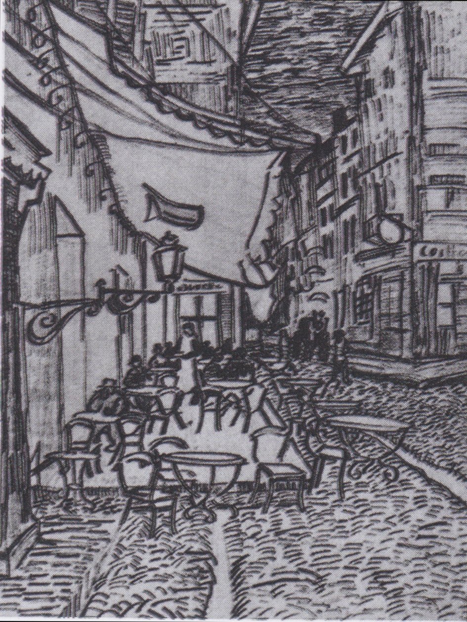 Terraza de cafés en la Place du Forum en Arles por la noche de Vincent van Gogh