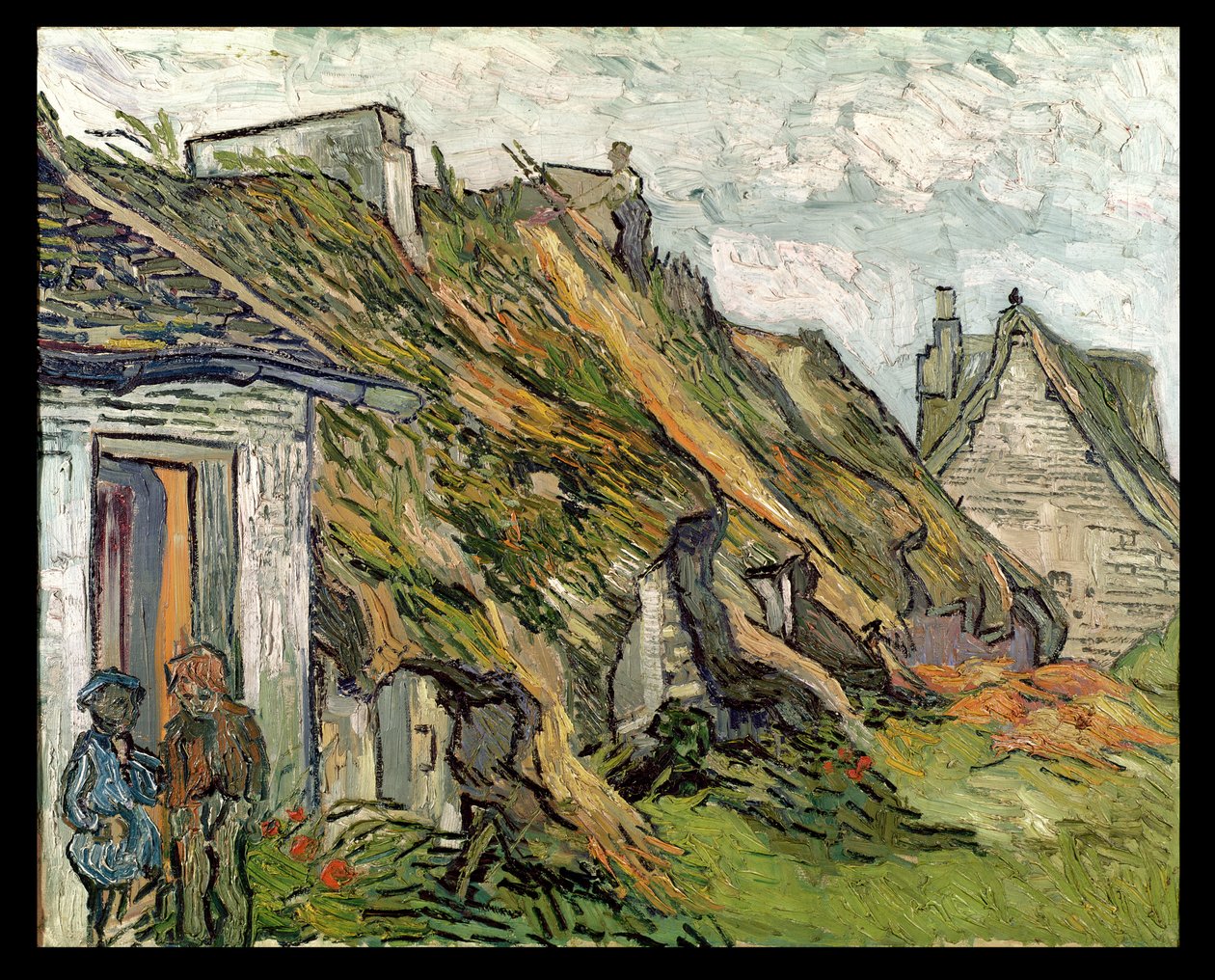 Cabañas con techo de paja en Chaponval, Auvers-sur-Oise, 1890 de Vincent van Gogh