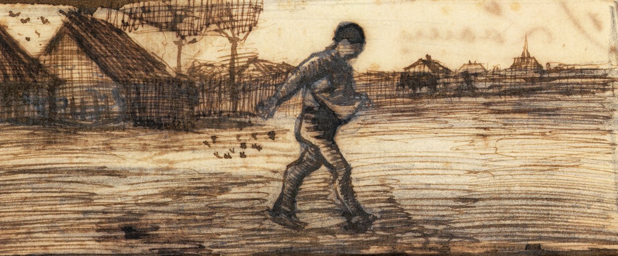 El sembrador, de una serie de cuatro dibujos que representan las cuatro estaciones de Vincent van Gogh