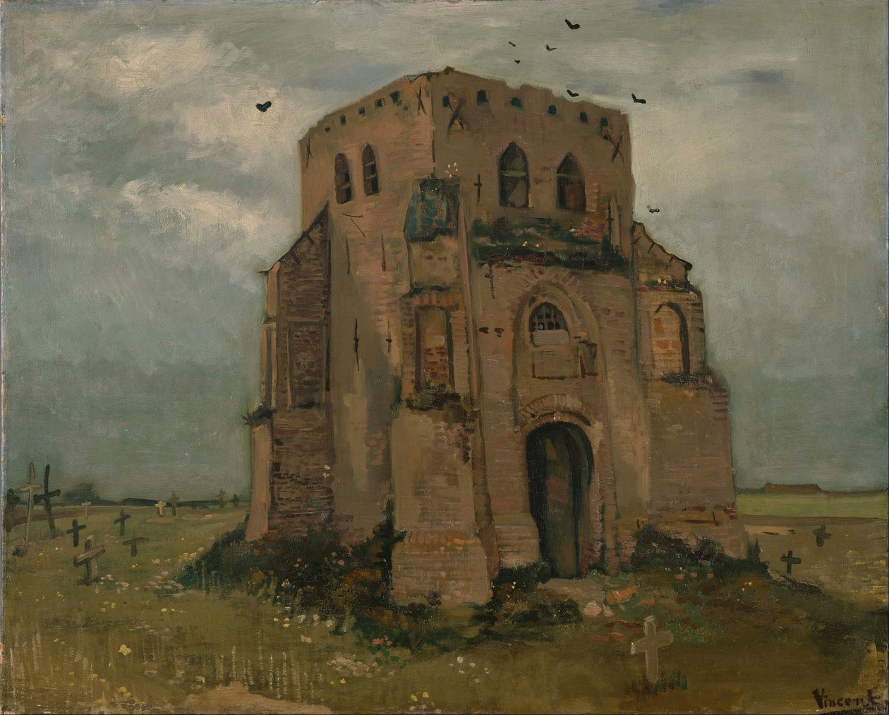 La vieja torre de la iglesia en Nuenen (El cementerio de los campesinos) de Vincent van Gogh