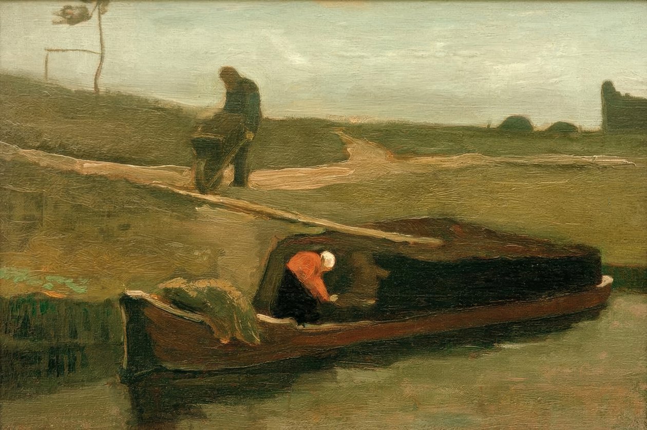 Barco de turba con dos figuras de Vincent van Gogh