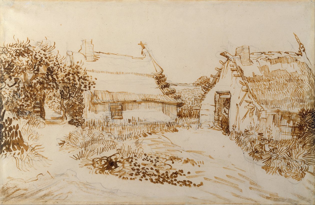 Dos cabañas en Saintes-Maries-de-la-Mer de Vincent van Gogh