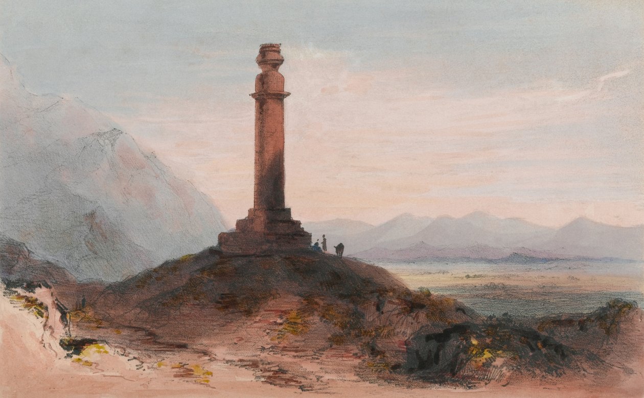 Columna de Alejandro cerca de Cabul, c.1842 (litografía en color) de Vincent (after) Eyre