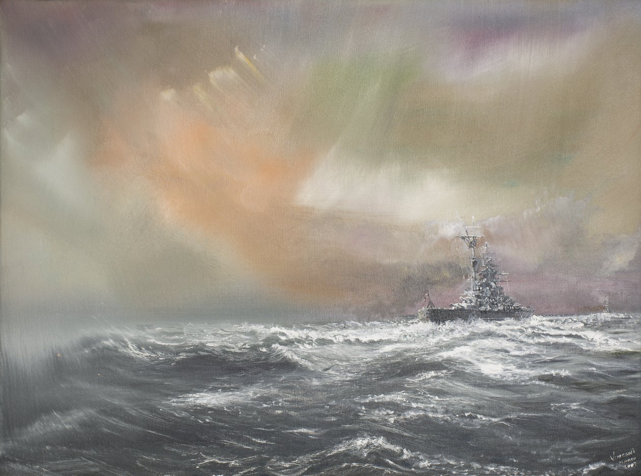 Bismarck señala al Prinz Eugen 0959hrs 24051941, 2007 de Vincent Alexander Booth