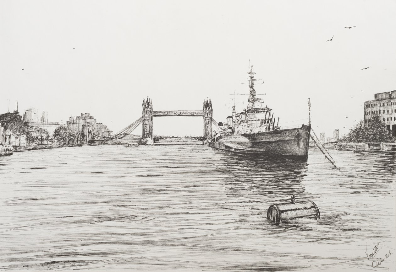 HMS Belfast en el río Támesis, Londres, 2006 de Vincent Alexander Booth