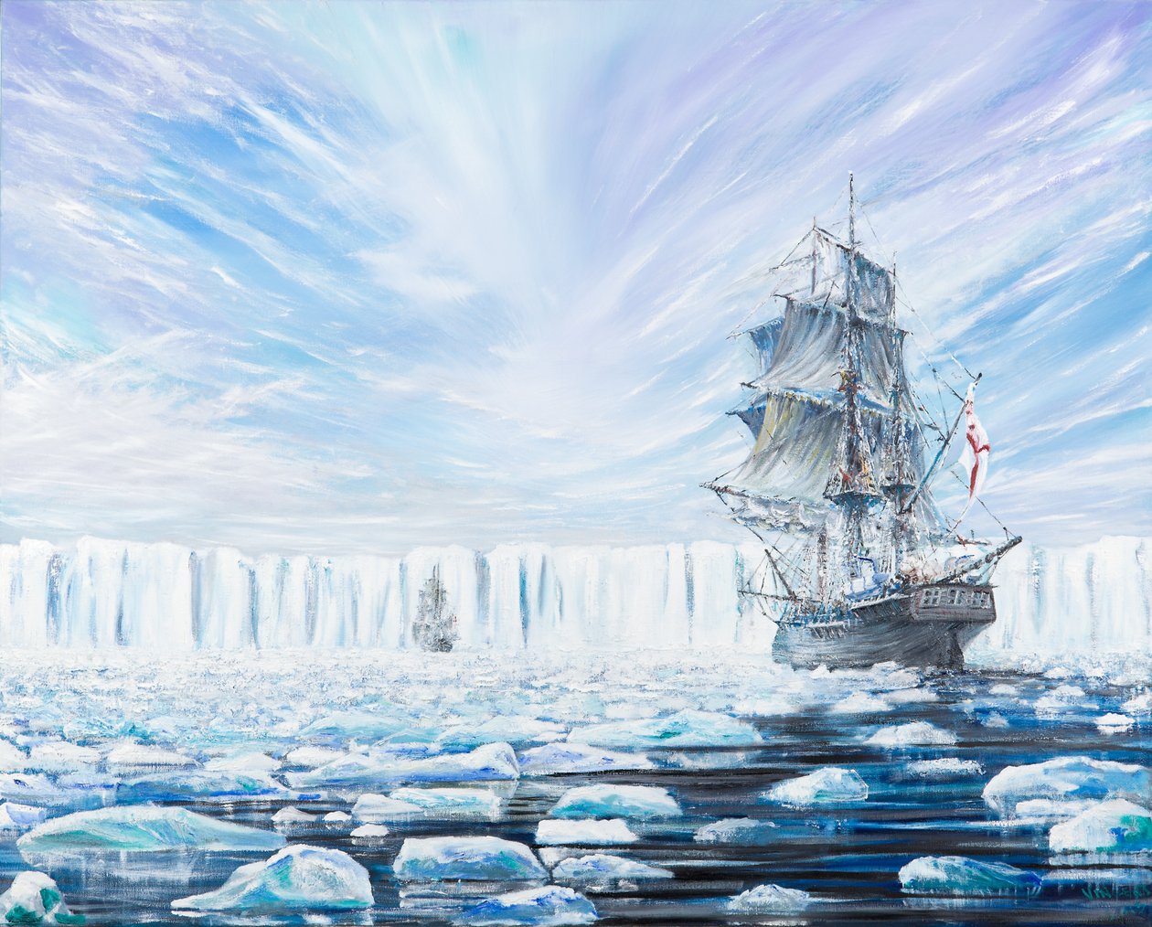 James Clark Ross descubre la plataforma de hielo antártica en enero de 1841, 2016 de Vincent Alexander Booth