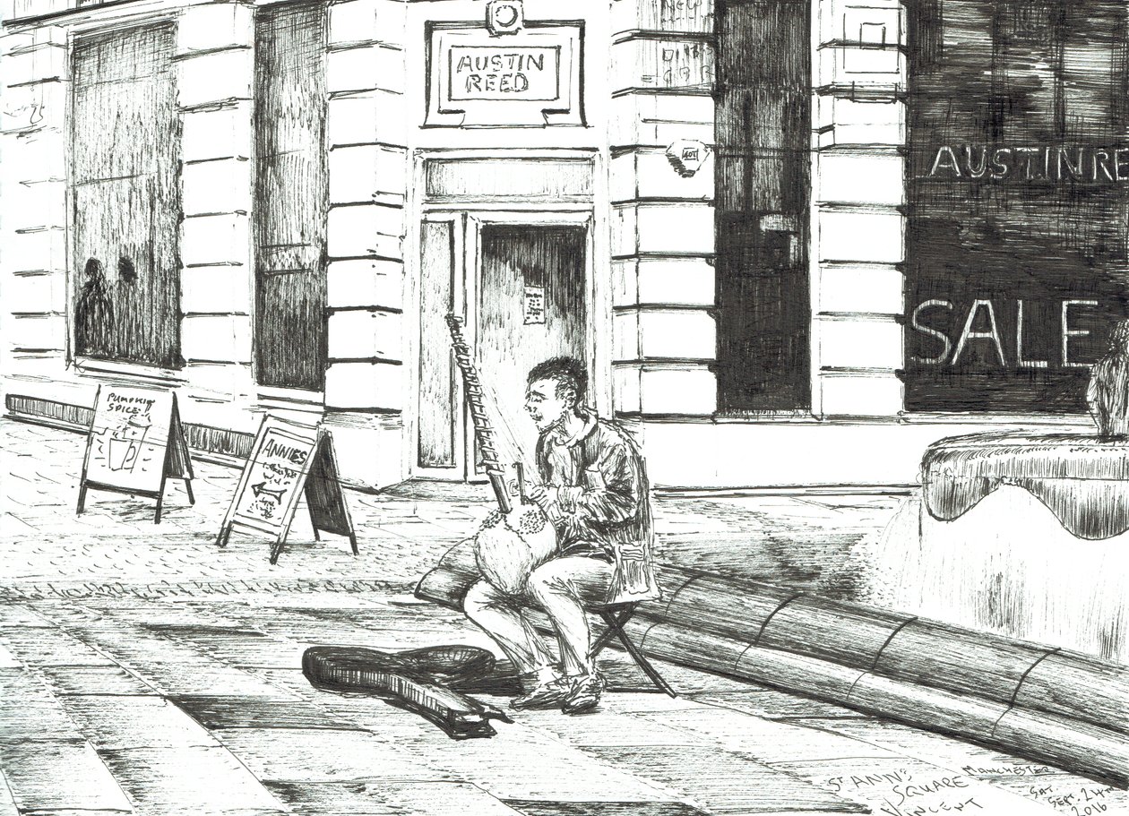 Músico en St. Anns Square, 2016 de Vincent Alexander Booth
