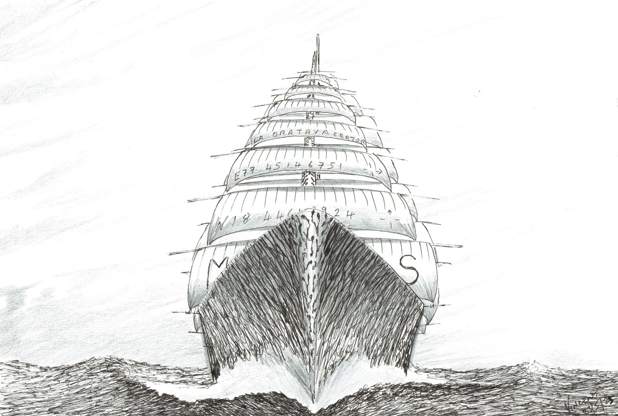 Storm Creators Southwest Cape, 2023 (tinta y lápiz sobre papel) de Vincent Alexander Booth