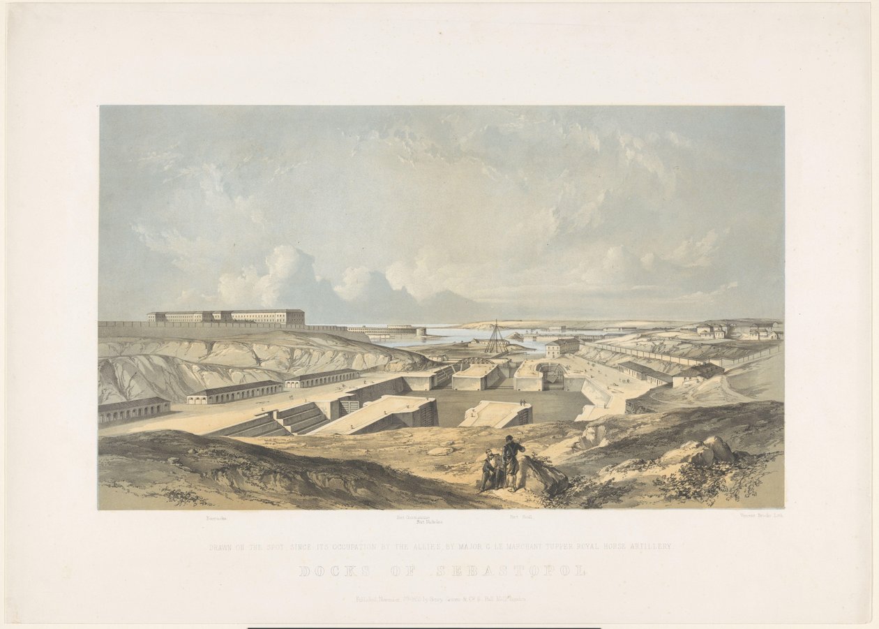 De Haven van Sebastopol, 1855 Muelles de Sebastopol (título sobre objeto) de Vincent Brooks