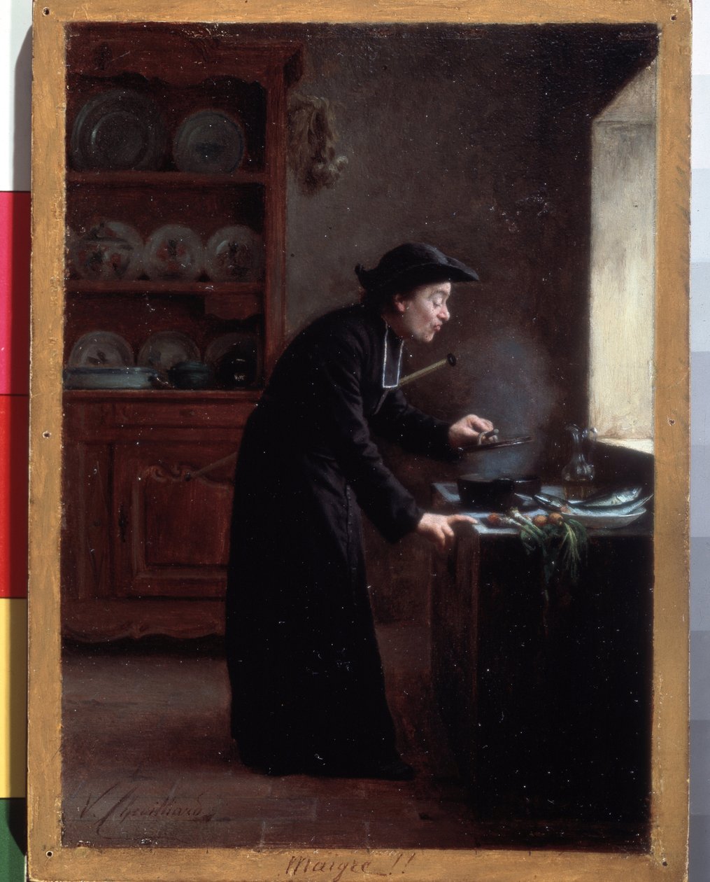 ""¡Flaco!"" (tarifa de Cuaresma) Una cura culinaria durante el período de Cuaresma. Pintura de Vincent Jean-Baptiste (Jean Baptiste) Chevilliard (1841-1904) Museo del Hermitage, San Petersburgo, Rusia de Vincent Chevilliard