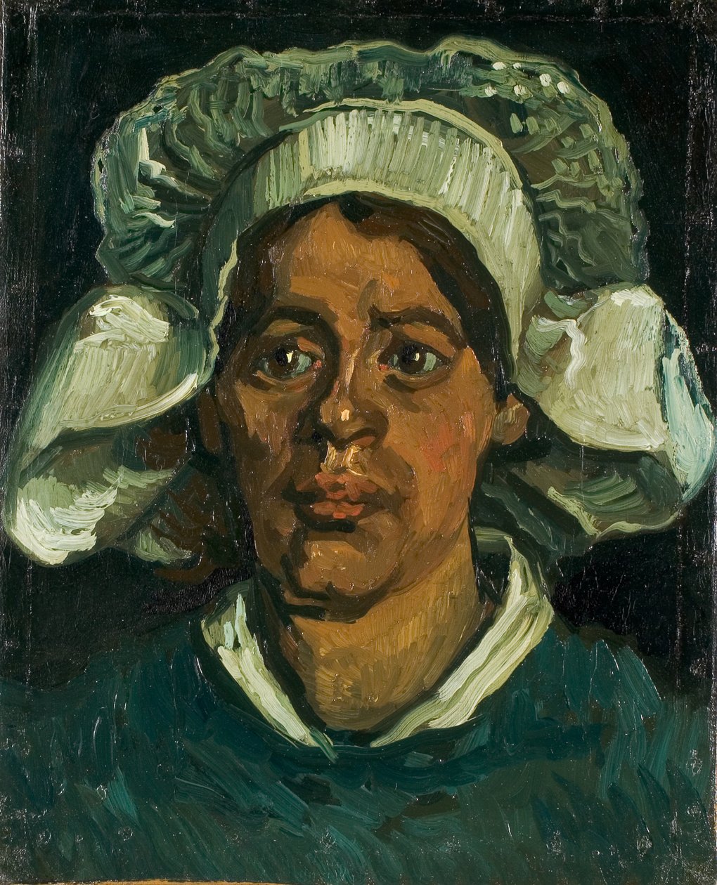 Cabeza de una campesina con capucha blanca, 1884-1885 de Vincent van Gogh
