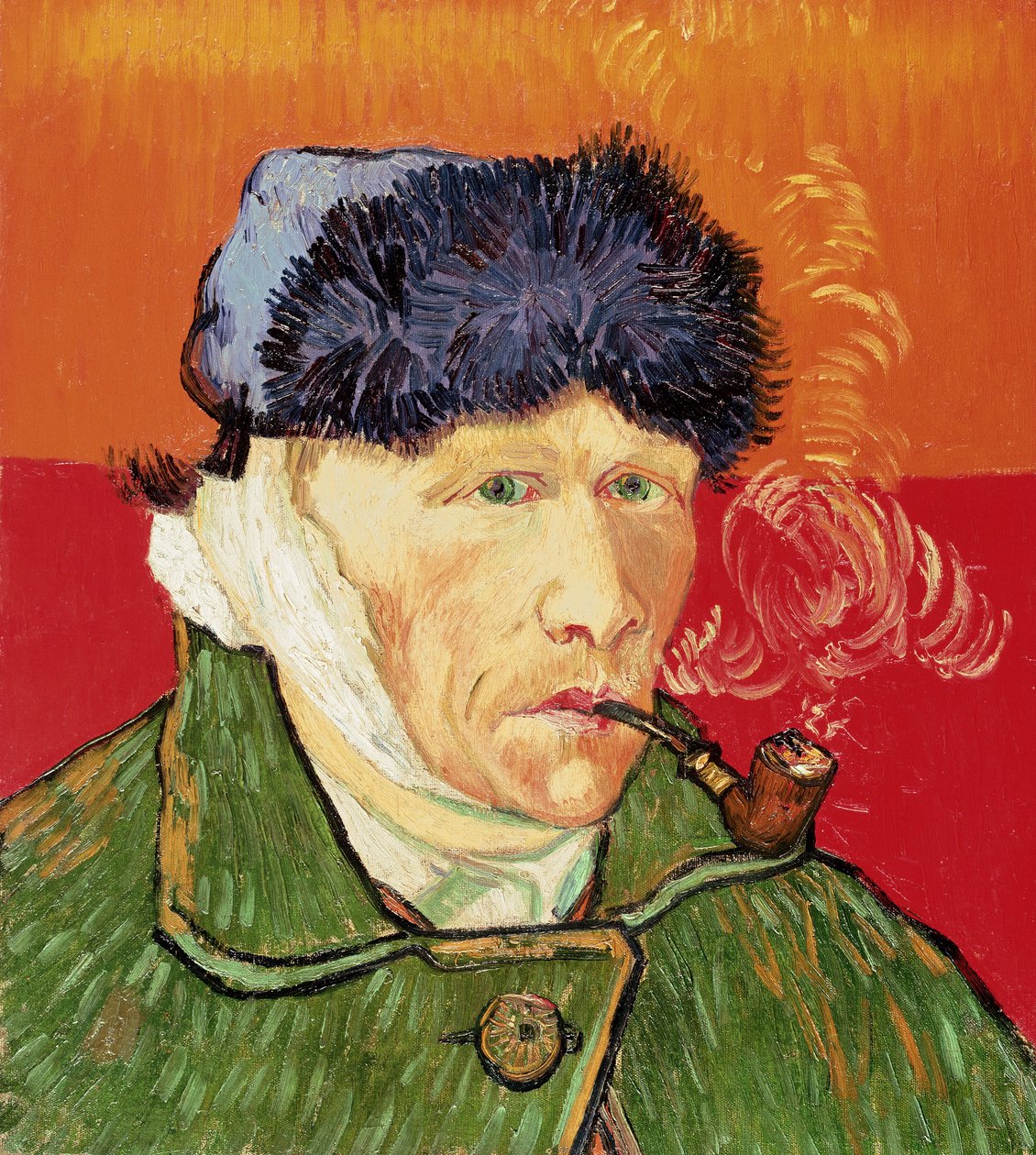 Autorretrato con oreja vendada y pipa, 1889 de Vincent van Gogh