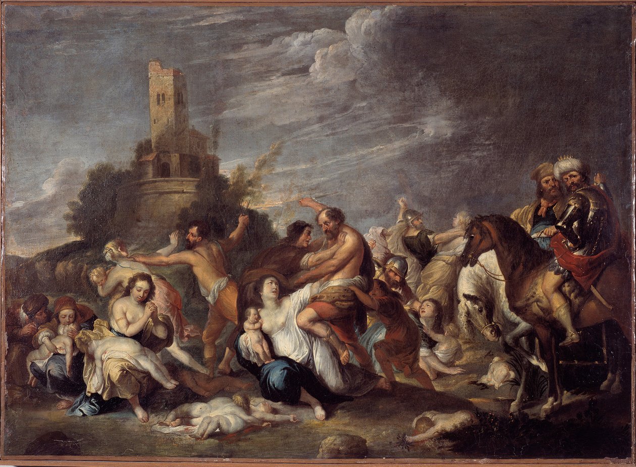 La Masacre de los Inocentes. Pintura de Vincent Malo (ca. 1600-1650) 1634. Del Oratorio San Silvestro, Génova Musei di Strada Nuova (ex Palazzo Bianco) Génova de Vincent Malo