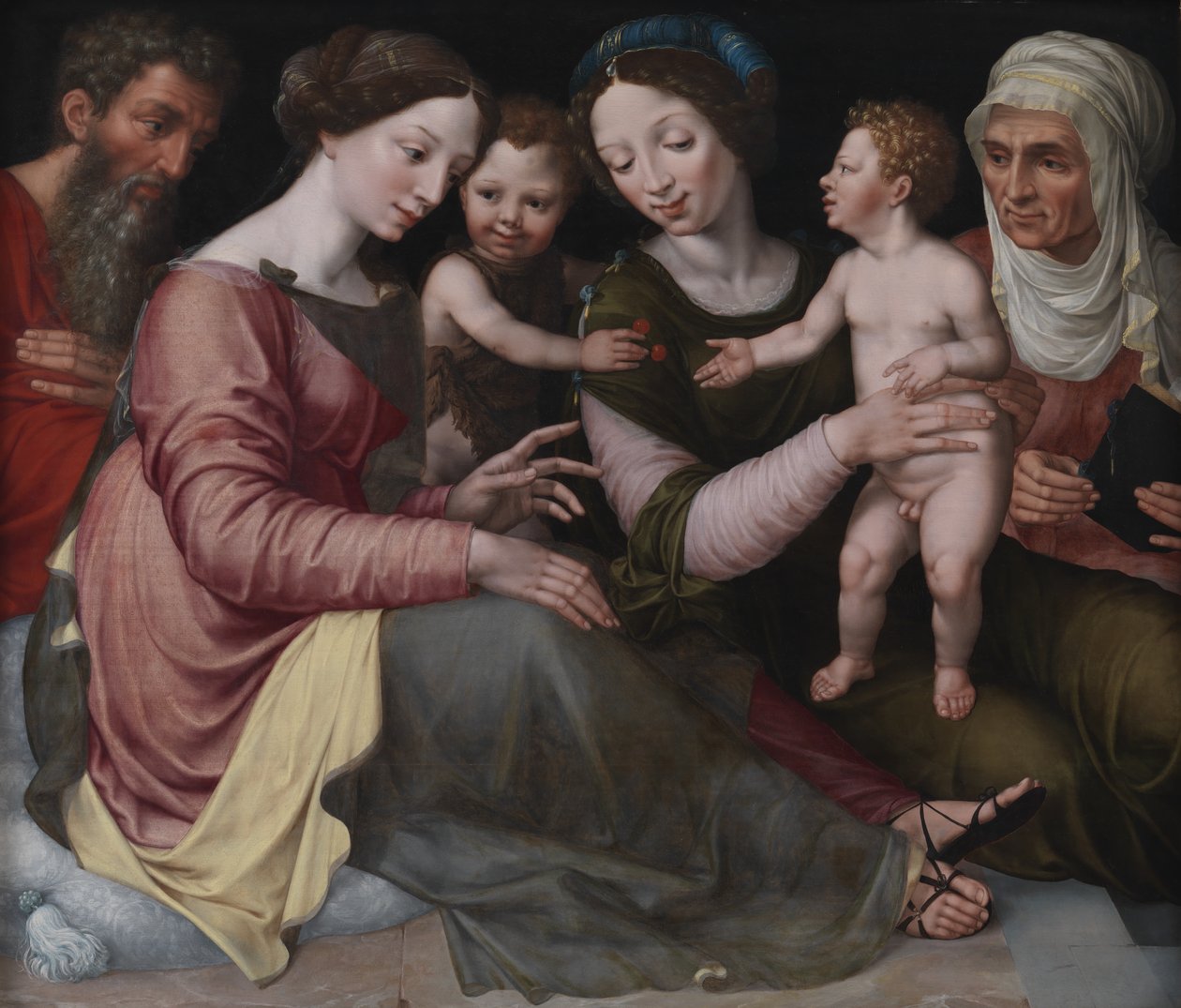 La Sagrada Familia con el Niño San Juan, Santa Isabel y Santa Ana de Vincent Sellaer