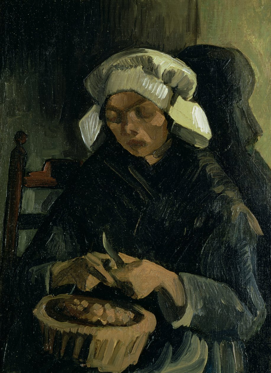 Un campesino de Neunen pelando patatas, 1885 de Vincent van Gogh