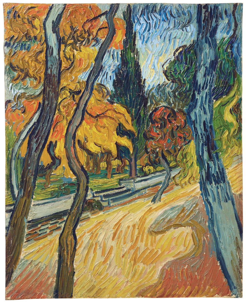 Árboles en el jardín del asilo, 1889 de Vincent van Gogh