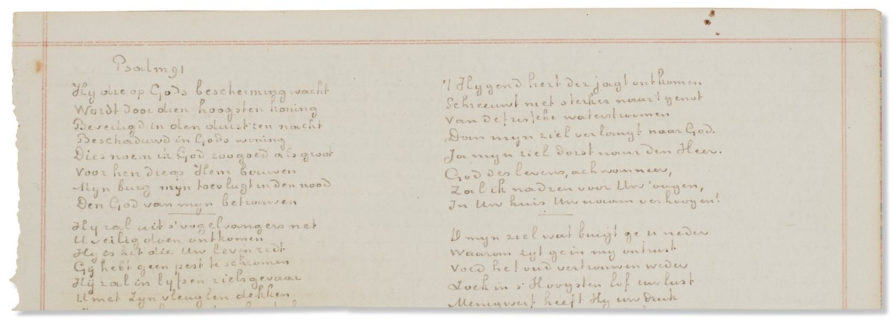 Manuscrito autógrafo, transcripciones de textos bíblicos en neerlandés de Vincent van Gogh