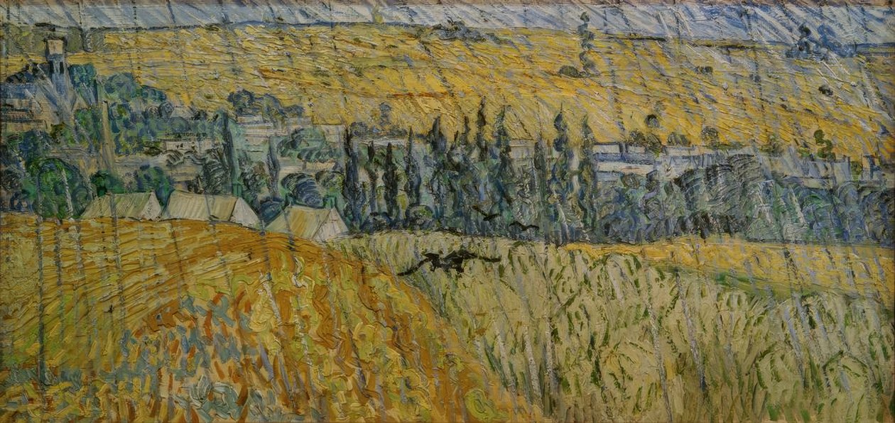 Auvers bajo la lluvia de Vincent van Gogh