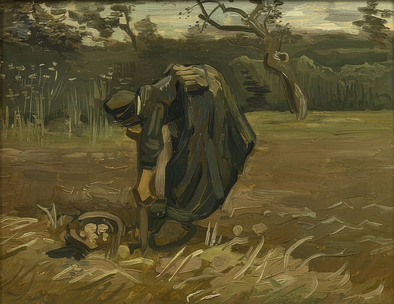Campesina cosechando patatas. 1885 de Vincent van Gogh