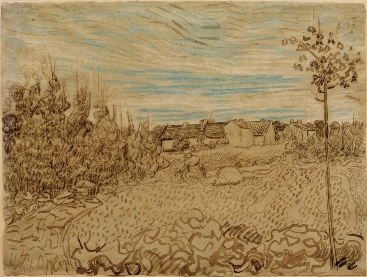 Casa de campo en un campo de Vincent van Gogh