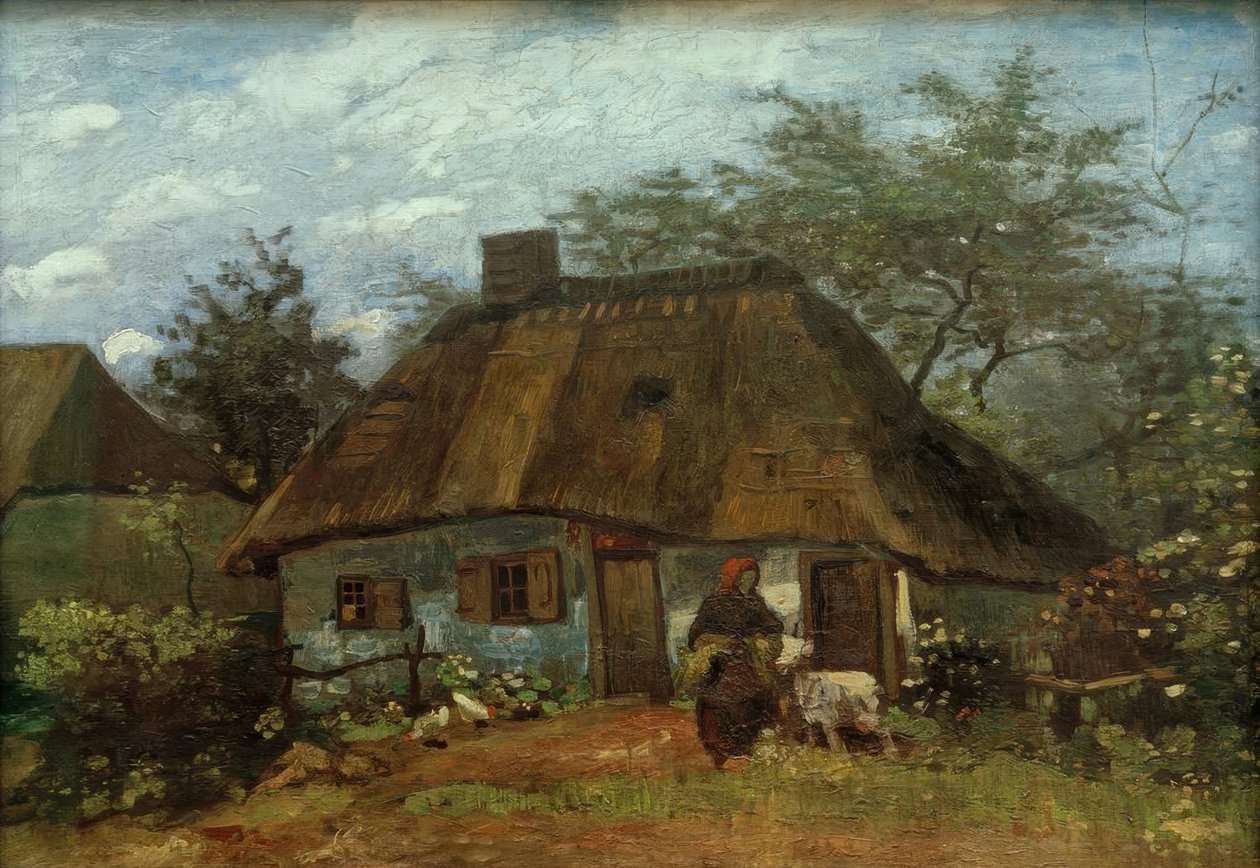 Casa de campo y mujer con cabra de Vincent van Gogh