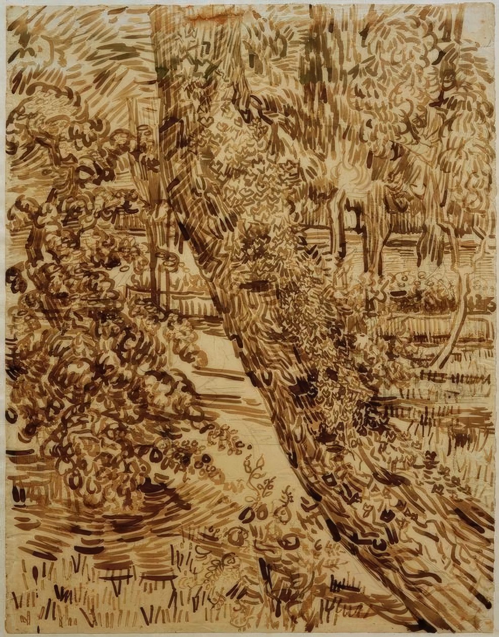 Árbol con hiedra en el jardín del sanatorio de Vincent van Gogh