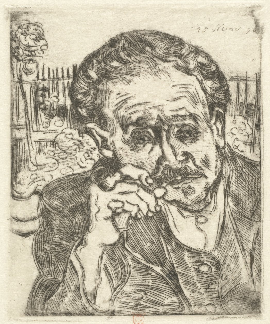 Dr. Gachet Hombre con una pipa, 1890 de Vincent van Gogh